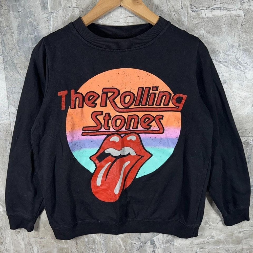 The Rolling Stones Womens S Black Crewneck Sweatshirt Retro Ladies EUC rock